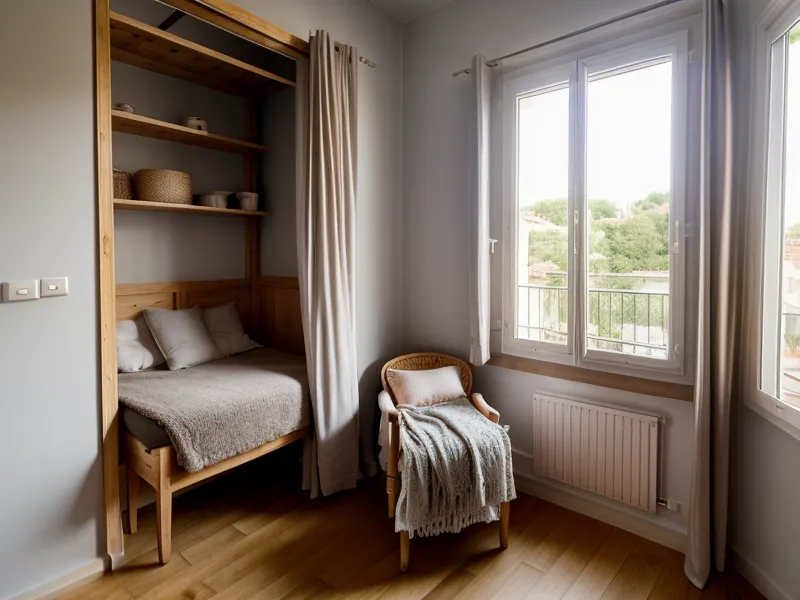 Coin salon dégagé dans un petit appartement nantais après désencombrement